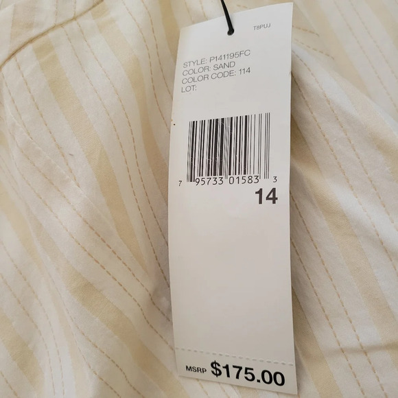 DKNY Cotton Skirt / Cream With Yellow Stripes - Size 14 / NWT - Picture 8 of 8